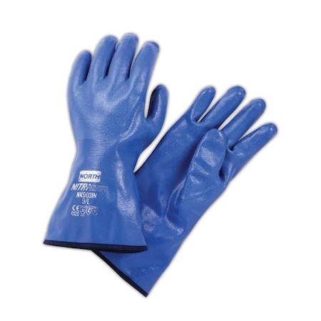 North NitriKnit NK803IN Insulated Blue Rough Finish Nitrile Gloves